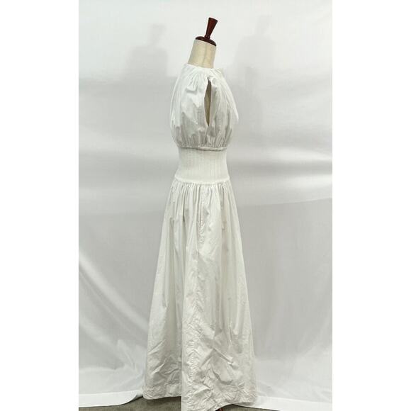 ESSE Studios Sz 2 US XS White Cotton Rib Gathered Maxi Dress - Picture 6 of 11